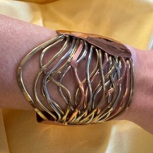 Artisan Mixed Media Cuff Bracelet, Copper and Pewter